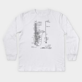 Musical Instrument vintage Patent Drawing Kids Long Sleeve T-Shirt